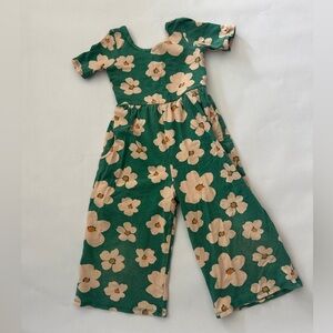 Kids Floral Romper in Green and Cream by Remie Girl